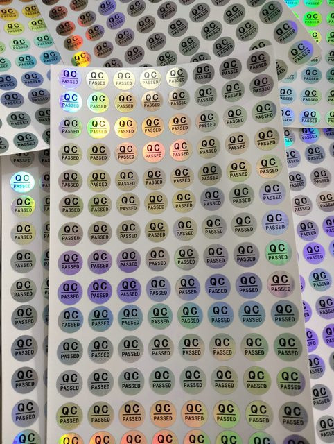 2000 Stück Hologramm QC Pass Aufkleber für Qualitätskontrolle und Prüfung, Durchmesser: 1 cm, Mehrfarbig - Bild 1