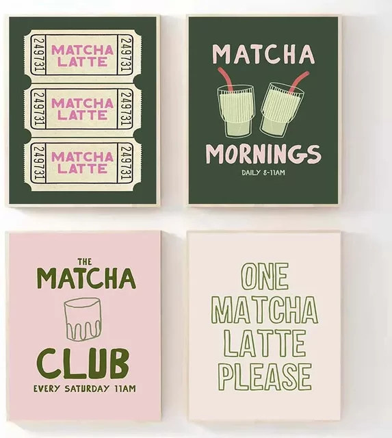 Potdemiel Matcha-Serie Posterdruck in Grün mit abstraktem minimalistischem Design als Wanddekoration aus Papier - Bild 1