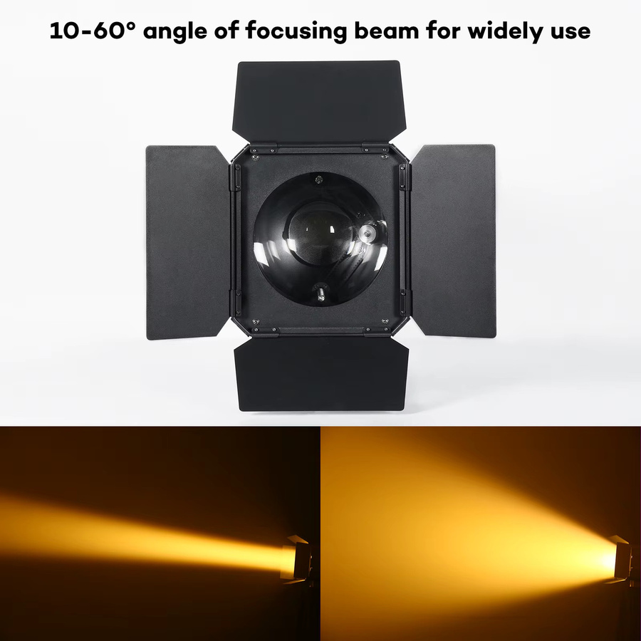 U'King 4er Set 200W COB LED Par Licht mit DMX512, Linear Zoom und Barn Doors in Schwarz für DJ, Konzert und Party - Bild 3