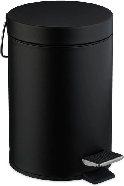 Relaxdays Kosmetikeimer aus Stahl mit Trittpedal und Inneneimer, Schwarz, B: 25 cm, T: 17 cm, H: 23 cm - Bild 1