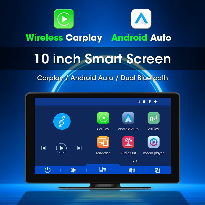 Jansite Tragbares kabelloses Carplay und Android Auto Navigationsgerät mit Bluetooth und GPS in Schwarz (7 bis 10,1 Zoll) - Bild 2