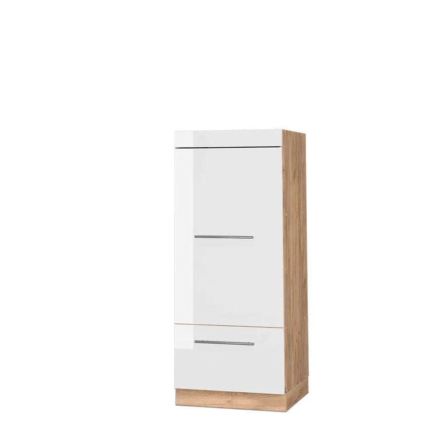 Vicco Mikrowellenschrank Fame-Line Küchenschrank in Weiß Hochglanz und Eiche mit Softclose-Scharnieren, Breite: 60 cm, Höhe: 153,6 cm, Tiefe: 55,03 cm - Bild 2