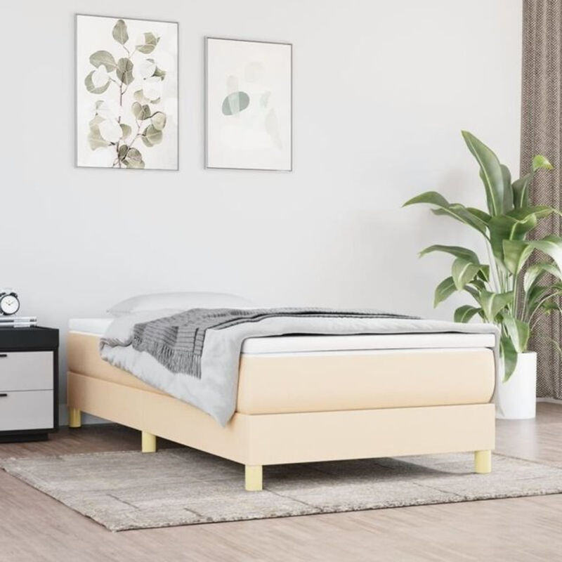 vidaxl Boxspringbett mit Matratze aus Stoff in Beige und Weiß, B/T/H: 200 x 100 x 25 cm - Bild 1