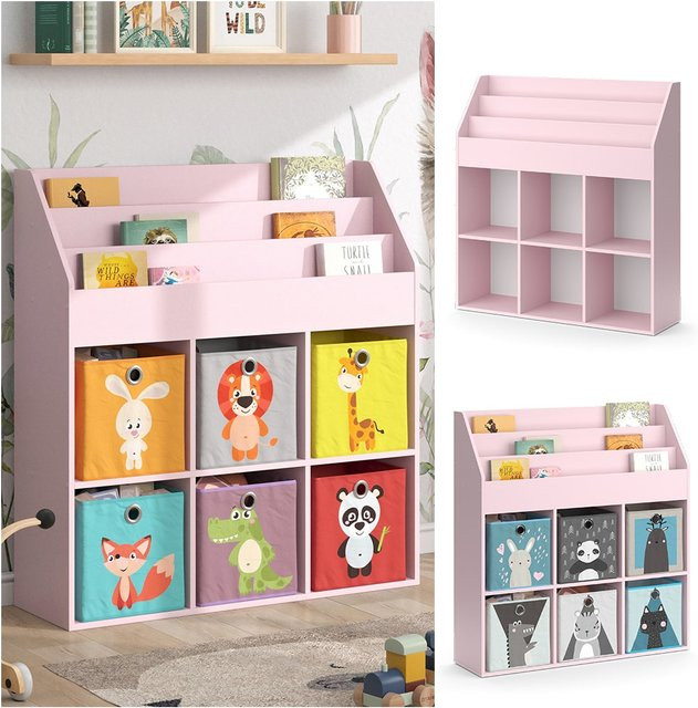 Vicco Kinderbücherregal Luigi Kinderzimmerregal mit offenen Fächern, Pink, B: 107 cm, H: 114 cm - Bild 1