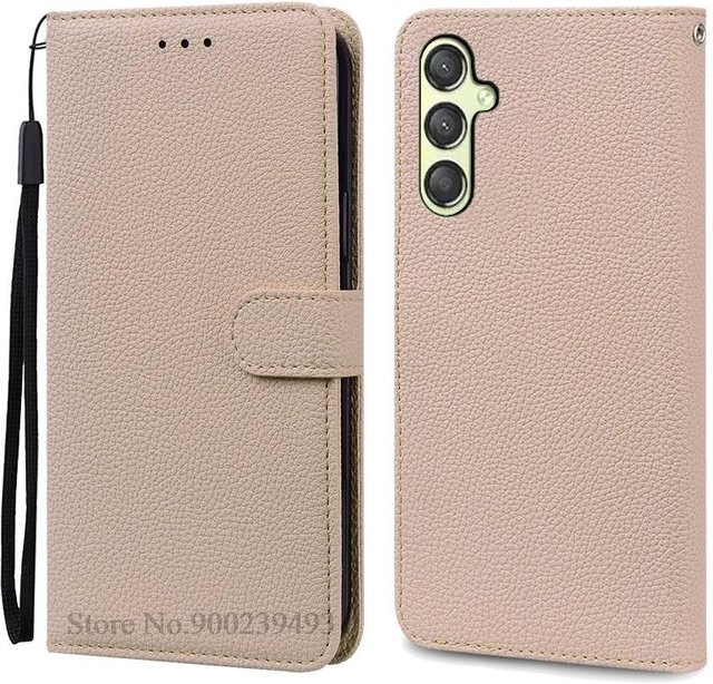 Samsung Galaxy A25 5G Klapphülle aus Silikon und Leder in Beige für SM-A256B/DS - Bild 1