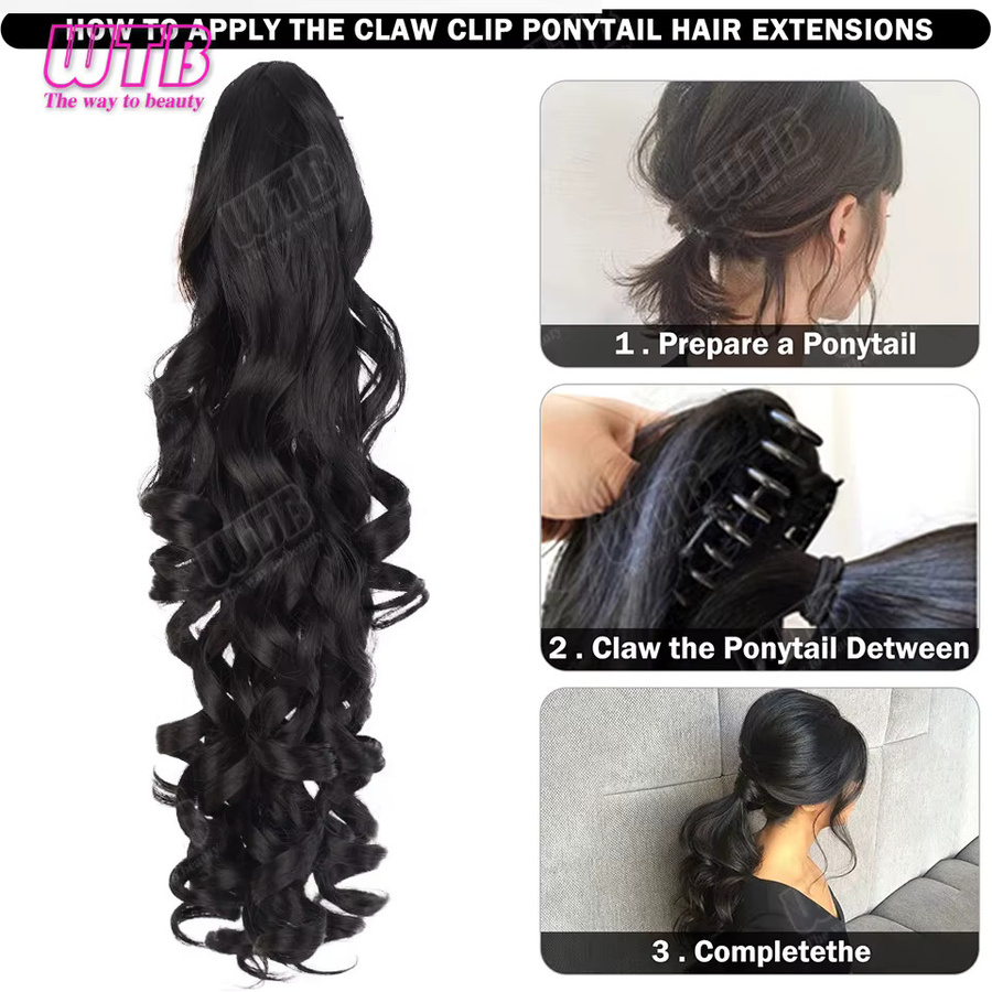 WTB Pferdeschwanz-Perücke, römische Locken, schwarz, 50 cm, Damen - Bild 5
