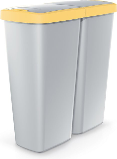 Mülleimer Duo von MONZANA in Grau und Gelb mit Touch-Funktion, 50l, B/T/H: 55 x 25 x 57 cm - Bild 1