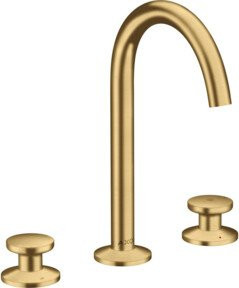 Hansgrohe Axor One 3-Loch-Waschtischarmatur in Gold mit Schwenkauslauf und Push-Open-Abfluss - Bild 1