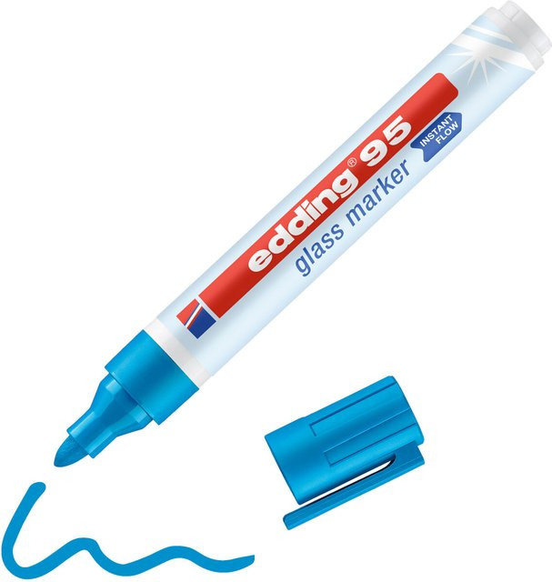 Edding Glasmarker 95 in Hellblau mit Bullet-Spitze - Bild 2