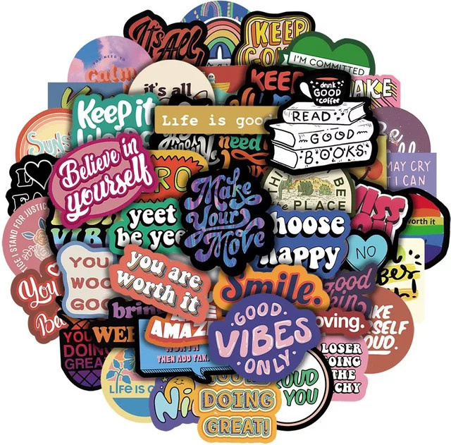 GOGOTU Text-Positive-Aufkleber, 50-teiliges Set, multicolour, paper - Bild 1