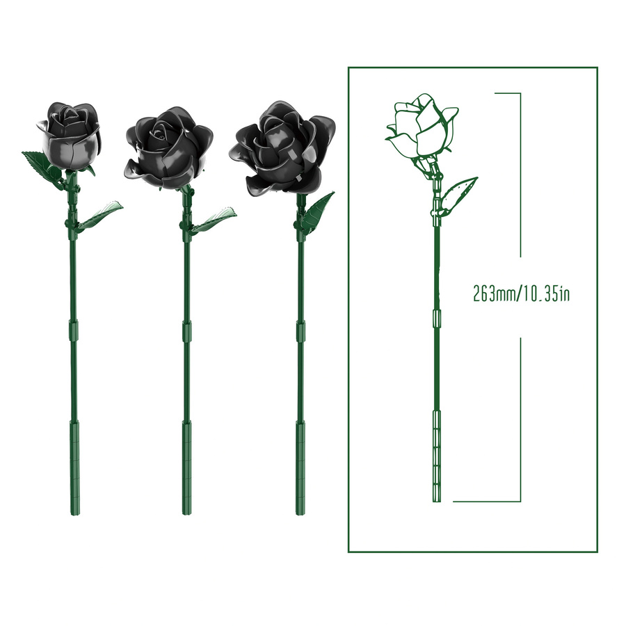 AMAZINGBLOKS Schwarze Rose Bausteine, 12-teiliges Set, ab 14 Jahren - Bild 3