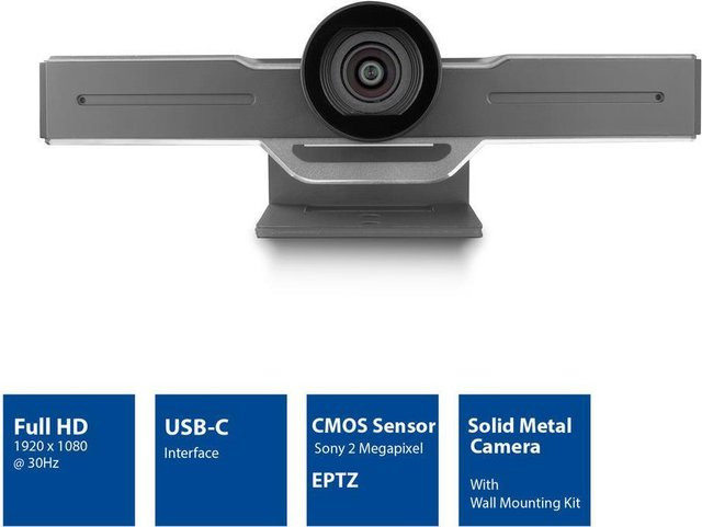 ACT AC7990 Videokonferenzkamera Full HD in Schwarz mit 2 MP Auflösung und USB-C Anschluss - Bild 1