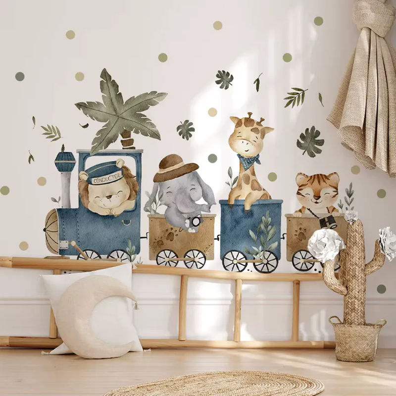 BRUP Cartoon Wandaufkleber mit Dschungeltieren für Kinderzimmer, mehrfarbig, abnehmbare DIY-Tierdeko - Bild 4