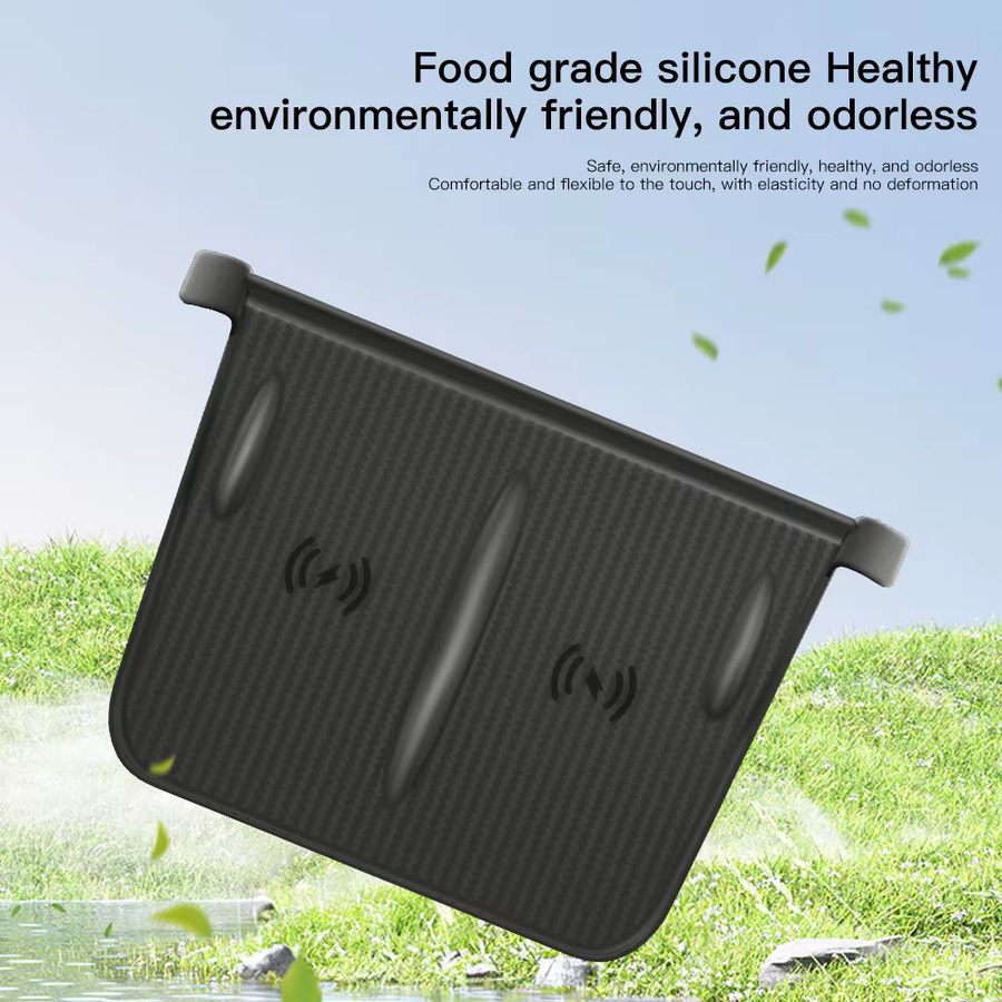 YZ Anti-Skid Silikon Pad für Tesla Modell 3 Y Highland Juniper 2021-2025, kabelloses Lade-Zubehör, Schwarz - Bild 2