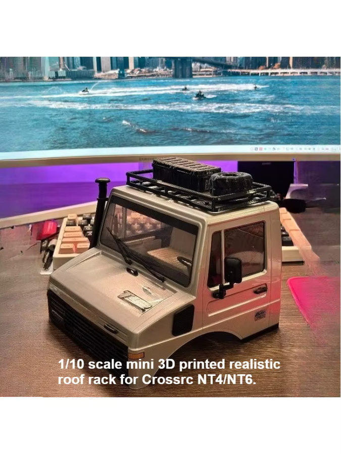 AT 99 MODEL Mini-3D-gedrucktes Auto-Dachträger-Montagezubehör, Maßstab 1:10, Schwarz - Bild 5