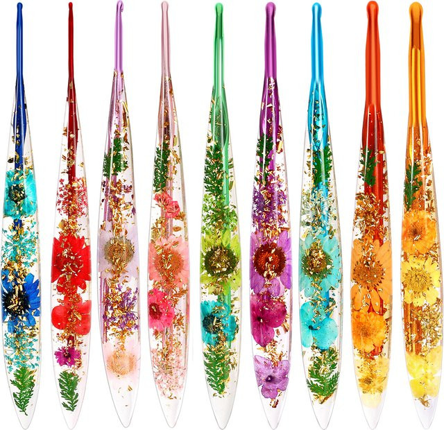 QERVFLO Häkelnadel aus massivem Aluminium mit Blumenmuster, 2–6 mm, Multicolour - Bild 1