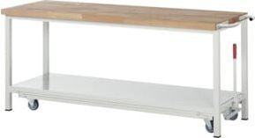 RAU Werkbank Serie 8000, fahrbar und absenkbar, grau/mehrfarbig, B: 200 cm, T: 70 cm, H: 88 cm - Bild 1