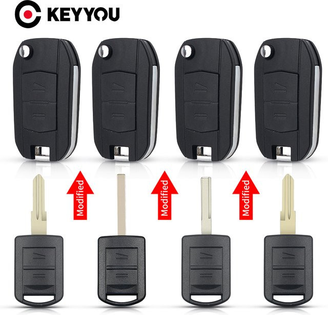 KEYYOU 2-Tasten-Flip-Faltfernbedienung Hülle für Opel Vauxhall Corsa C Combo Tigra B Meriva A, Schwarz - Bild 1