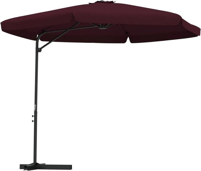 furnicato Sonnenschirm mit Stahl-Mast in Bordeauxrot, Durchmesser: 300 cm - Bild 1