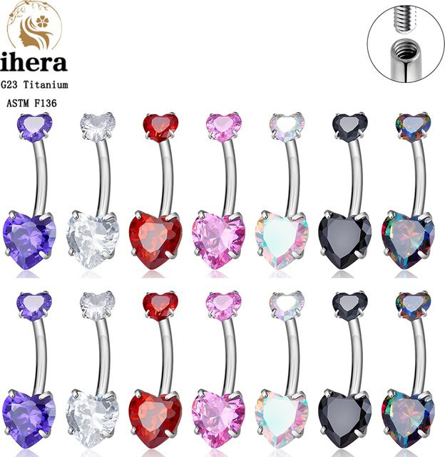 ihera Bauchnabelring Herz, Titan, Zirkonia, Damen - Bild 1