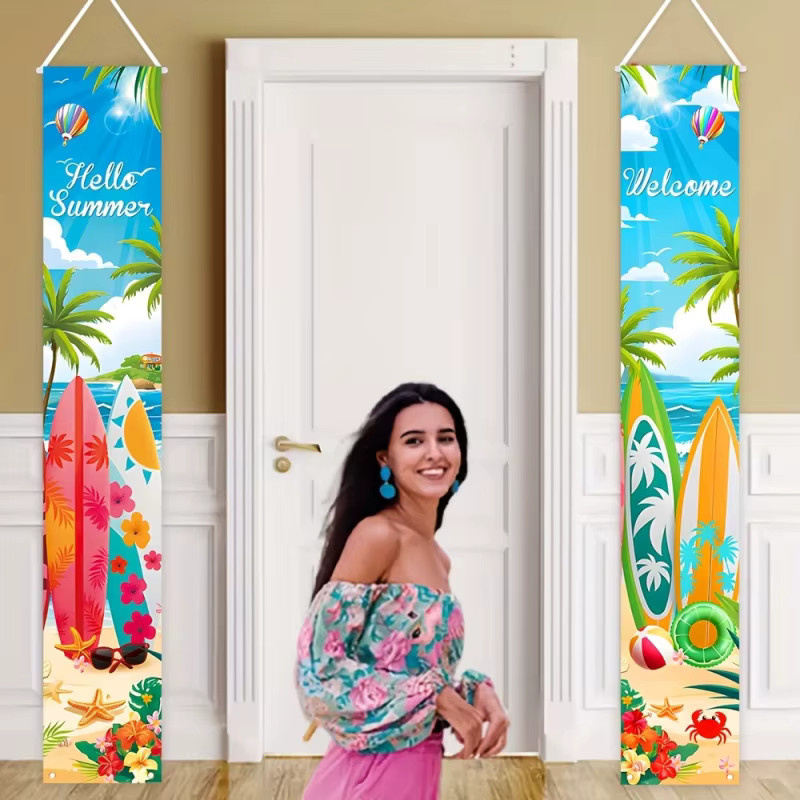 VIKAMA Hawaiianisches Strand-Türschild-Set zur Dekoration für Garten und Veranda, Mehrfarbig, B/H: 180 x 30 cm - Bild 2
