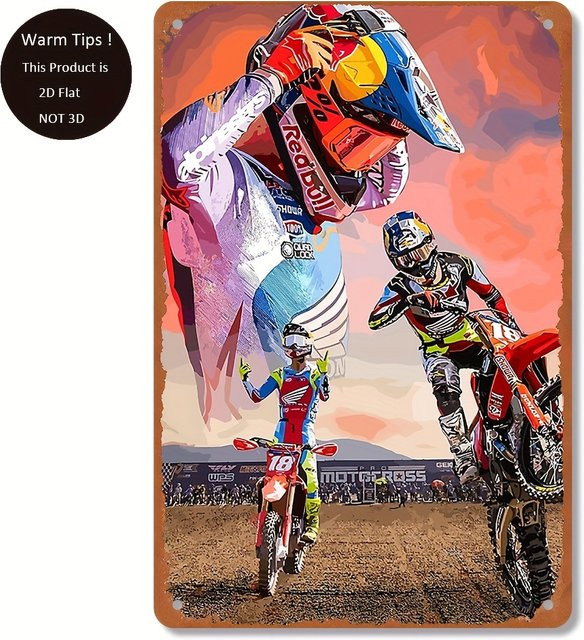 Jett JL18 Lawrence Metallschild im Vintage-Design mit Dirt-Bike-Motiv, Mehrfarbig, B/H: 20 x 14 cm - Bild 1