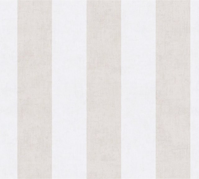 A.S. Création Vliestapete Streifen Beige-Weiß, Breite: 0,53 m, Länge: 10,05 m - Bild 1