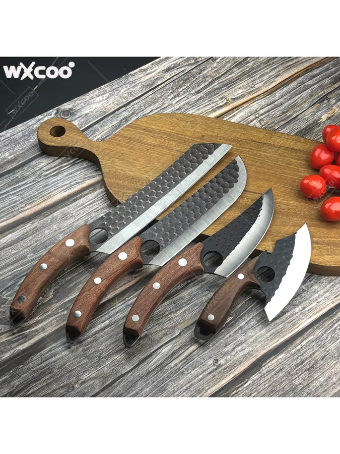 WXCOO Handgeschmiedetes Ausbeinmesser aus Edelstahl in Silber mit Holzgriff zum Schneiden von Fischfleisch und Fleisch - Bild 5