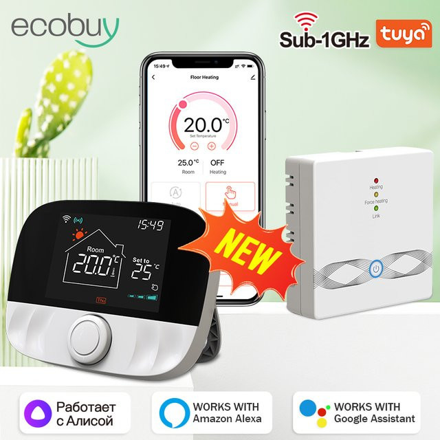 Tuya Smart Home Wifi Thermostat in Weiß zur App-Steuerung für Gas-Kessel mit Alexa und Google Home Integration - Bild 1