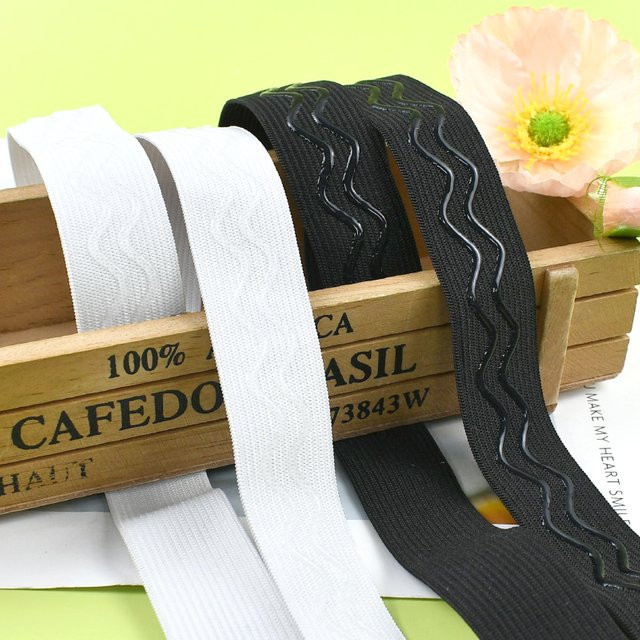 Meetee Silikon-Gummiband Schwarz, 10m elastisches Stretchband für BHs, Sportbekleidung und DIY-Zubehör, Breite: 8-30mm - Bild 1