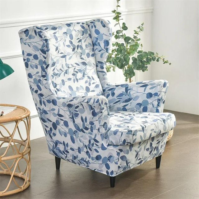 Bestbags Ohrensesselbezug im Landhausstil aus Stretch-Spandex in Blau mit Sitzkissenbezügen - Bild 1