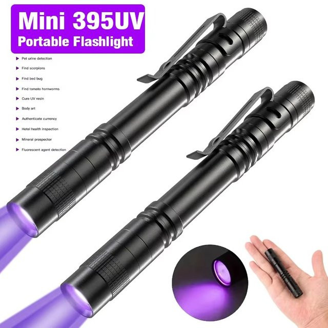 BALDR UV-Taschenlampe mit 365 nm Wellenlänge und Stiftclip für Skorpion- und Urin-Detektion, violettes Licht, AAA-Batteriebetrieben - Bild 1
