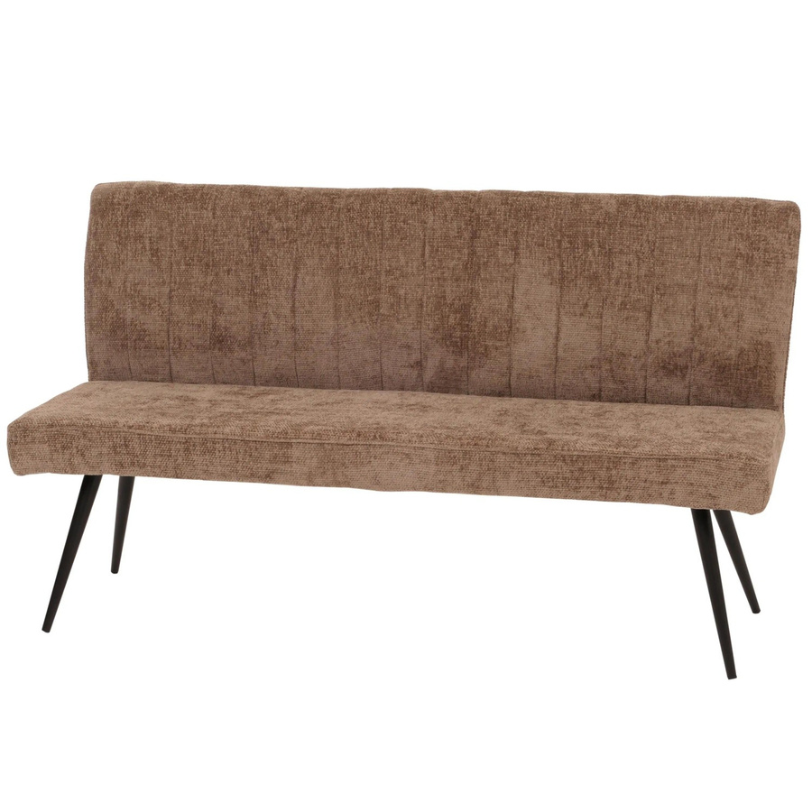BERLINLODGE Sitzbank mit Rückenlehne aus Chenille und Metall in Braun, B/T/H: 160 x 90 x 60 cm, Sitzhöhe: 48 cm - Bild 2