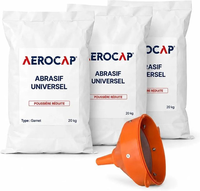 AEROCAP Garnet Strahlmittel 120 Mesh, 3 Säcke mit Siebtrichter - Bild 1