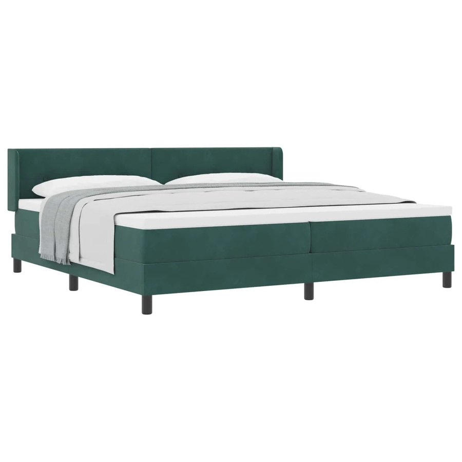vidaXL Boxspringbett mit Matratze in Dunkelgrün, Hybrid-Konstruktion aus Federkern und Schaumstoff, B/T: 200 x 200 cm - Bild 2