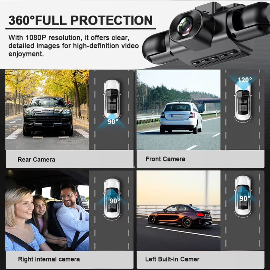 GMAIPOP 4-Kanal-Dashcam in Schwarz mit Nachtsicht, 24/7 Parkmonitor, G-Sensor und Loop-Aufnahme - Bild 2