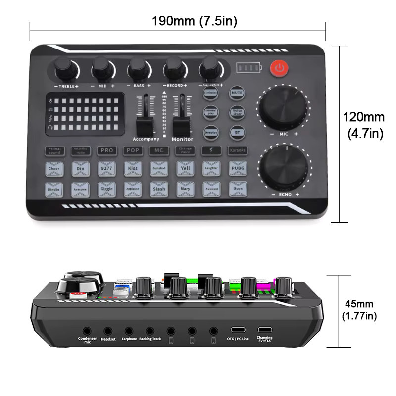 722 SEVEN HUNDRED AND TWENTY-TWO Live-Soundkarte und Audio-Interface mit DJ-Mixer-Effekten, Sprachwechsler und Bluetooth, Schwarz - Bild 3