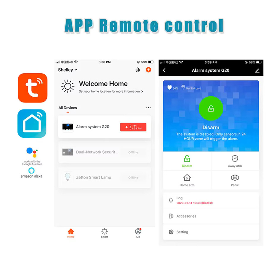 KERUI G20 Wifi GSM Tuya Smart Home Alarmsystem in Weiß mit Bewegungsmelder, Türsensor und IP Kamera zur Unterstützung von Alexa - Bild 2