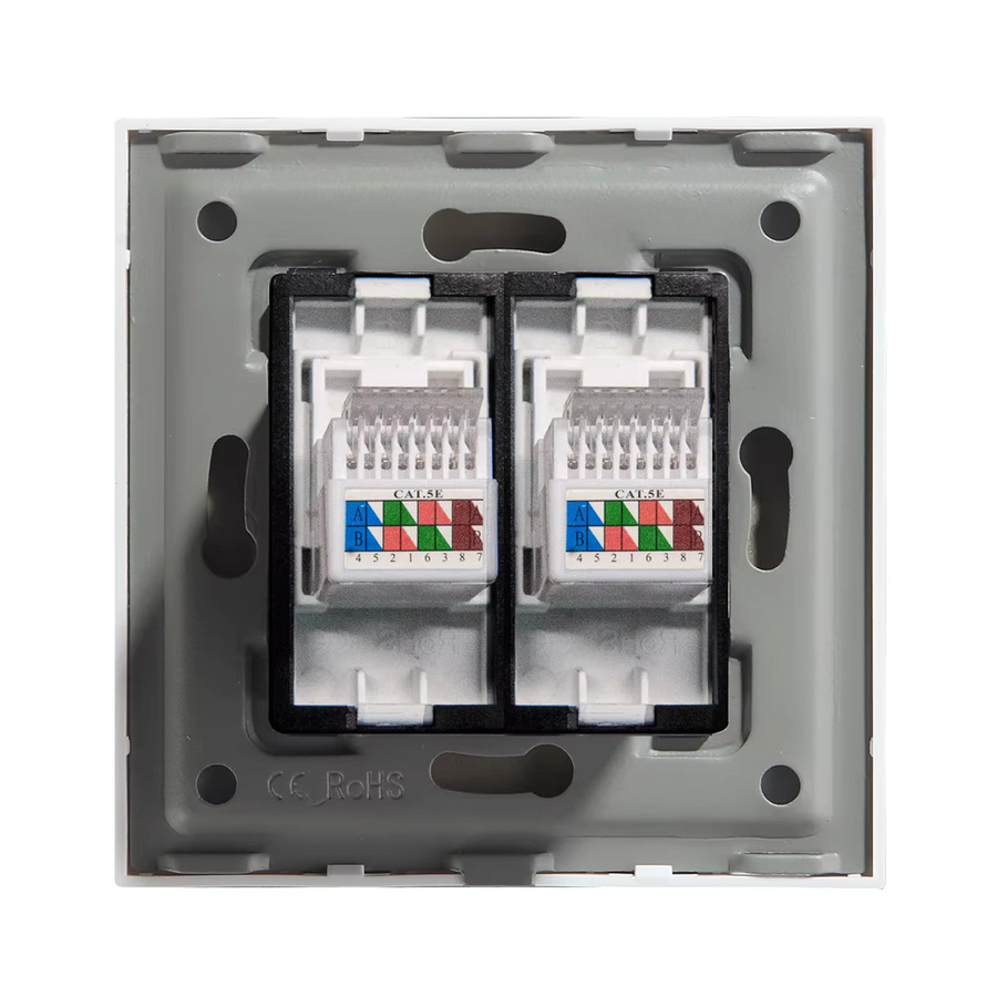 Bseed Doppel-Netzwerksteckdose RJ45 Cat6 LAN Datensteckdose mit Kunststoffrahmen in Weiß oder Schwarz - Bild 2