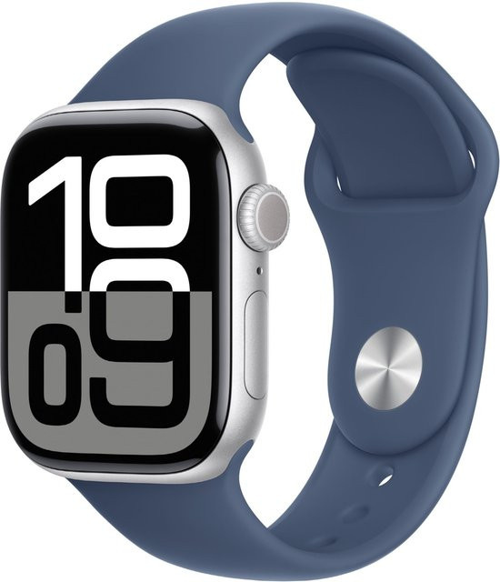 Apple Watch Series 10 GPS Aluminium mit Sportarmband M/L in Silber/Denim (42mm) - Bild 1
