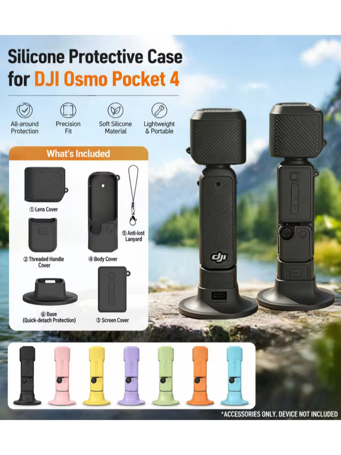 Bunte Silikon-Schutzhülle mit Basis für DJI Osmo Pocket 4, kratzfeste und stoßfeste Vollschutz-Hülle Kamera-Zubehör - Bild 4