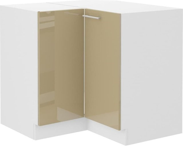Eckunterschrank Lara Cappuccino Hochglanz mit Einlegeboden B/T/H: 90 x 90 x 90 cm - Bild 1