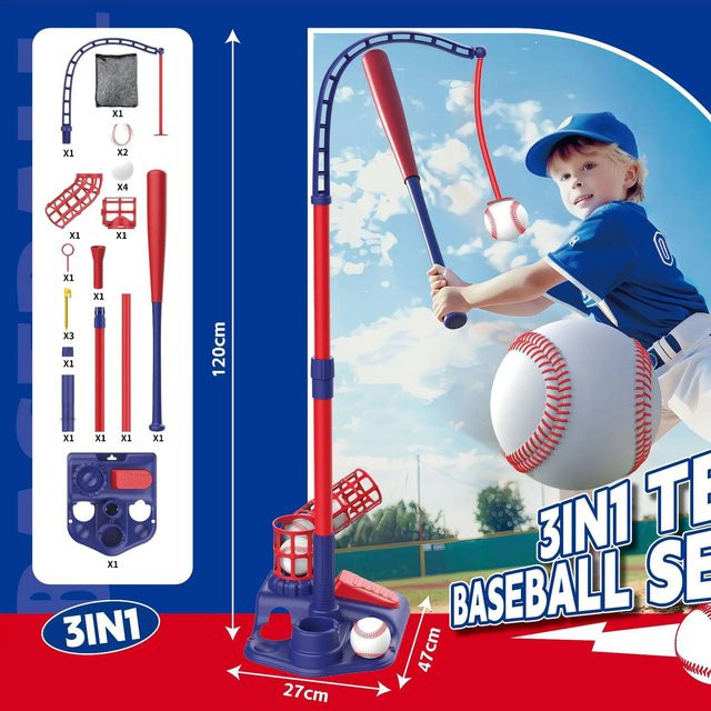 Linyi toy car Baseball Set, 3-in-1 Baseball Set mit Pitching Maschine, Sport Spielzeug, ab 3 Jahre, grau - Bild 1