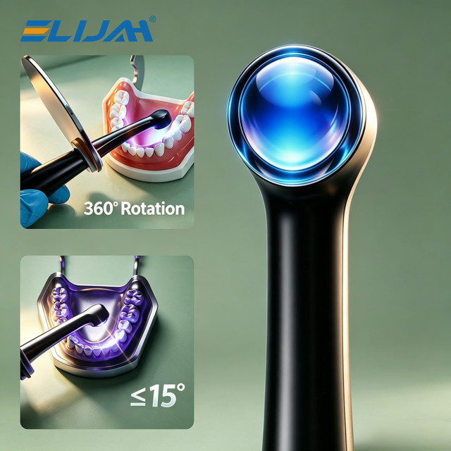 ELIJAH Dentale LED-Polymerisationslampe Set mit 1 Sek. Schnellhärtung, 3000mW/cm², 7 Modi und eingebautem Lichtmesser, wiederaufladbar - Bild 1