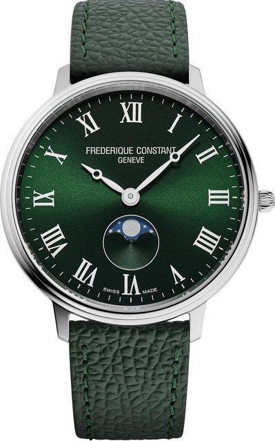 Frederique Constant Herrenuhr Classic Moonphase, Quarz, Edelstahl, 38 mm, Leder - Bild 1