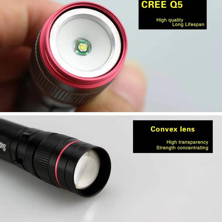 Mini-LED-Taschenlampe Q5 mit 3 Modi, wasserdicht und AA-Batterie für Camping, Wandern und Notbeleuchtung - Bild 2