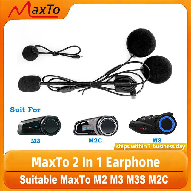 MaxTo 2 in 1 Kopfhörer Mikrofon Zubehör Set für Motorrad Full Face Helme in Schwarz - Bild 1