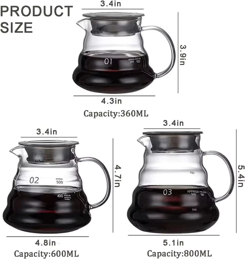 Easy Time Kaffeekanne und Trichter Set aus Glas in Transparent, handgefertigtes Wolkenform Kaffeefilter-Set mit Extraktionsbecher - Bild 6