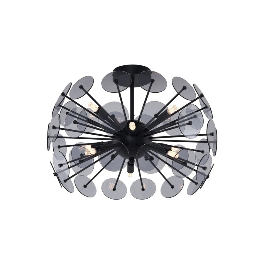 QAZQA Art-Deco Deckenleuchte in Schwarz mit Rauchglas im Atomic Design für Wohnzimmer, Esszimmer und Flur - Bild 2