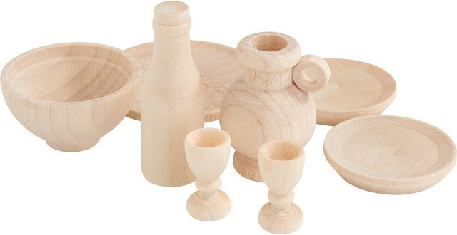 VBS Holzgeschirr Miniaturen Set Beige - Bild 1